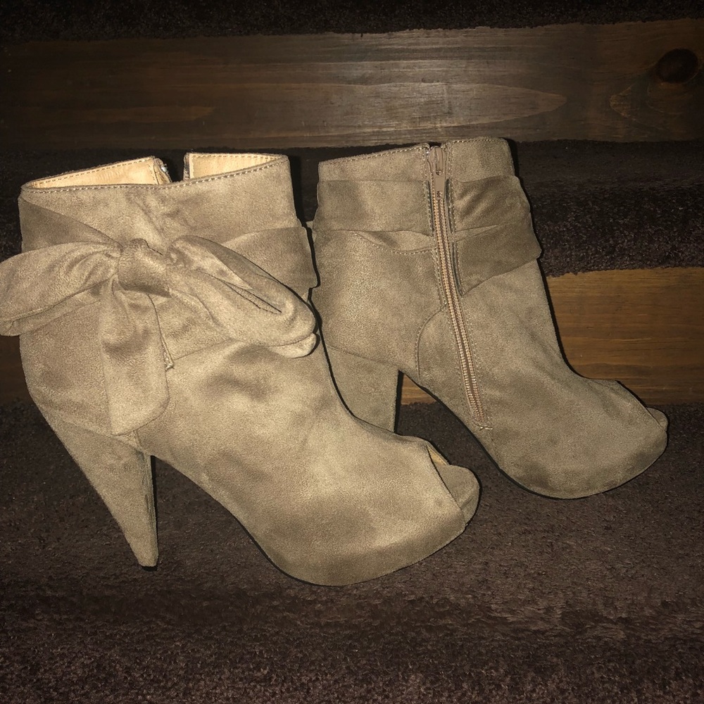 Peep toe,  taupe color boots, size 10
